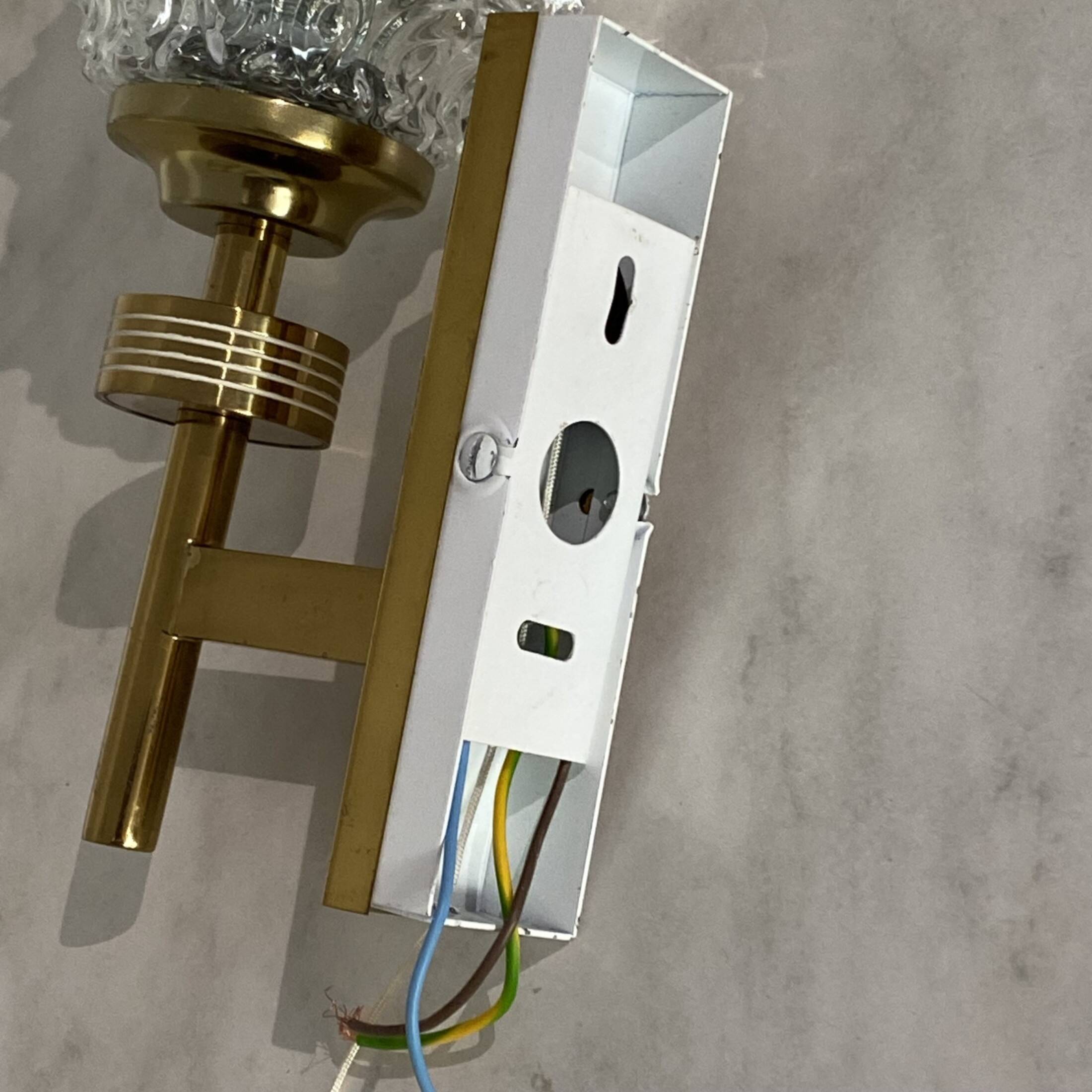Antique wall light, Arlus type torch, in brass and glass tulip