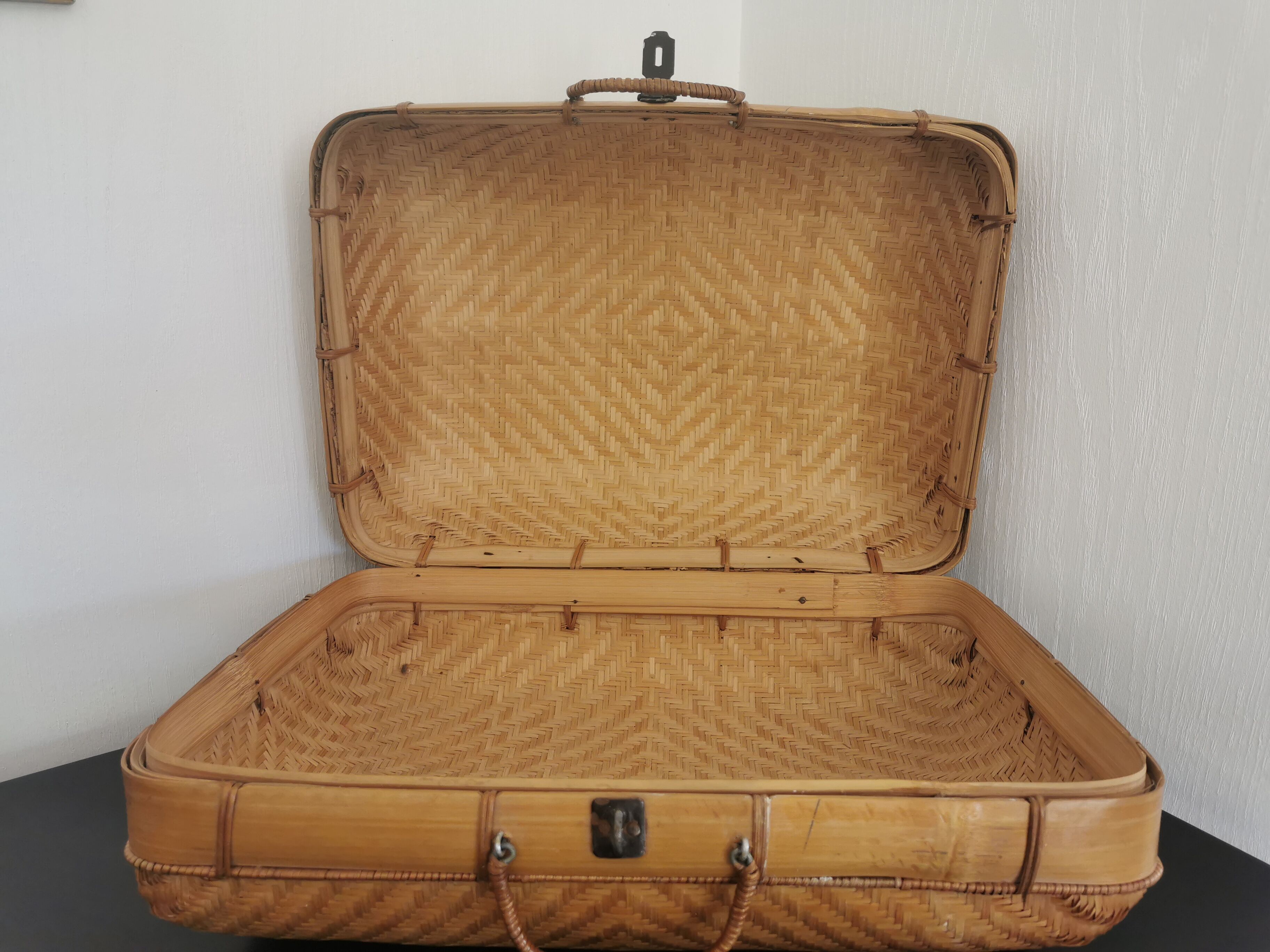 Vintage wicker suitcase