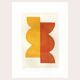 Peinture abstraite sur papier 30x40cm  wax jaune et orange signée Eawy