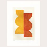 Abstract painting on 30x40cm yellow and orange wax paper signed Eawy