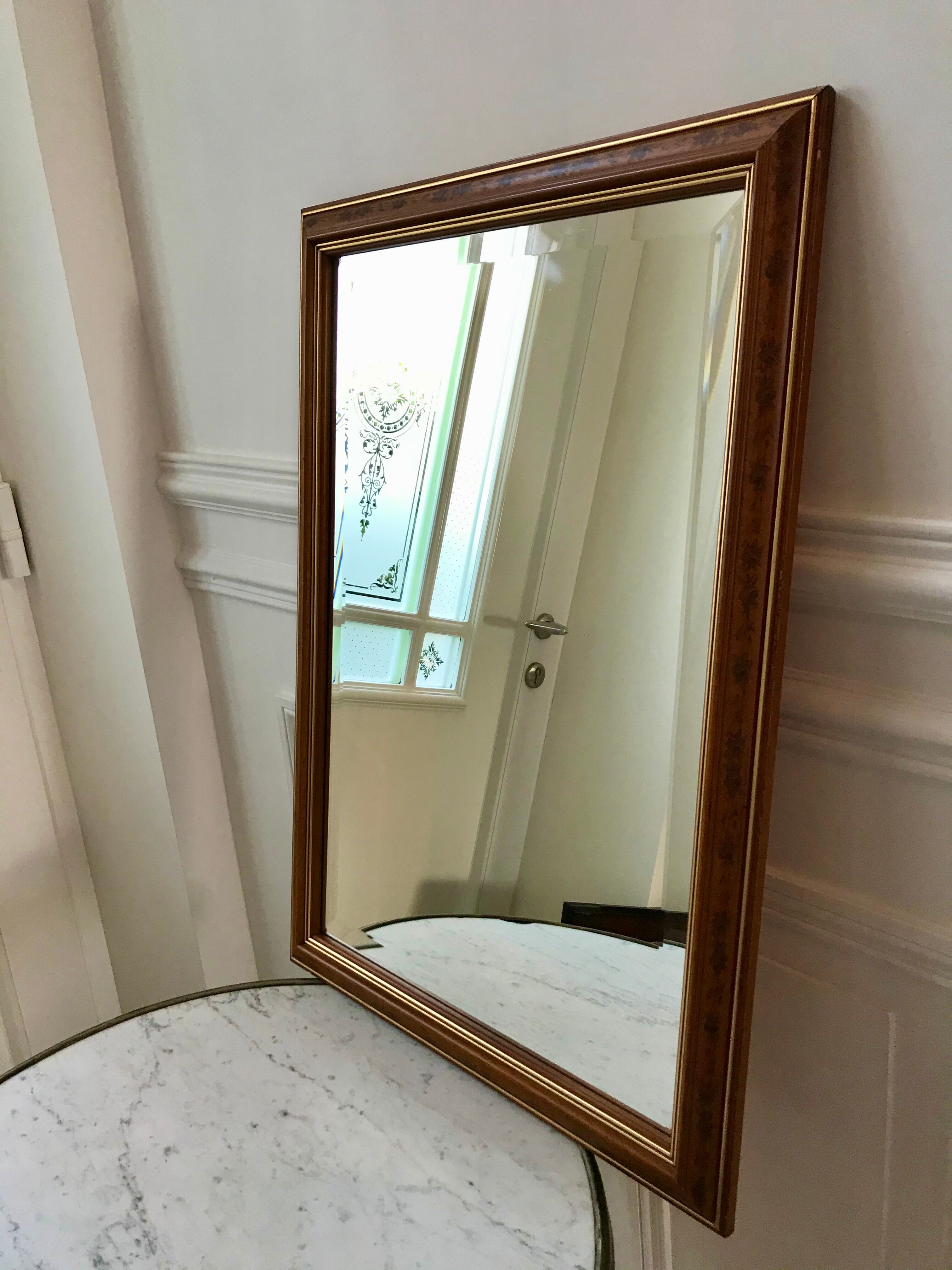 Mirror beveled wood vintage