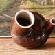 Raw double-neck vase, flame-formed ceramic, monogram JA, 1950s-60s.