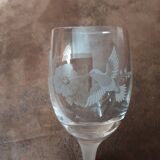 Set of 11 crystal footed digestif glasses