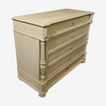 Former style Louis XVI in shabby white patinated wood 5 drawers