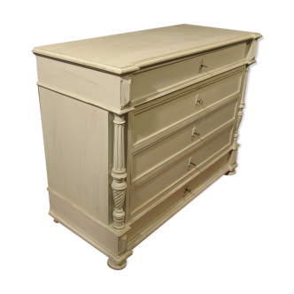 Former style Louis XVI in shabby white patinated wood 5 drawers