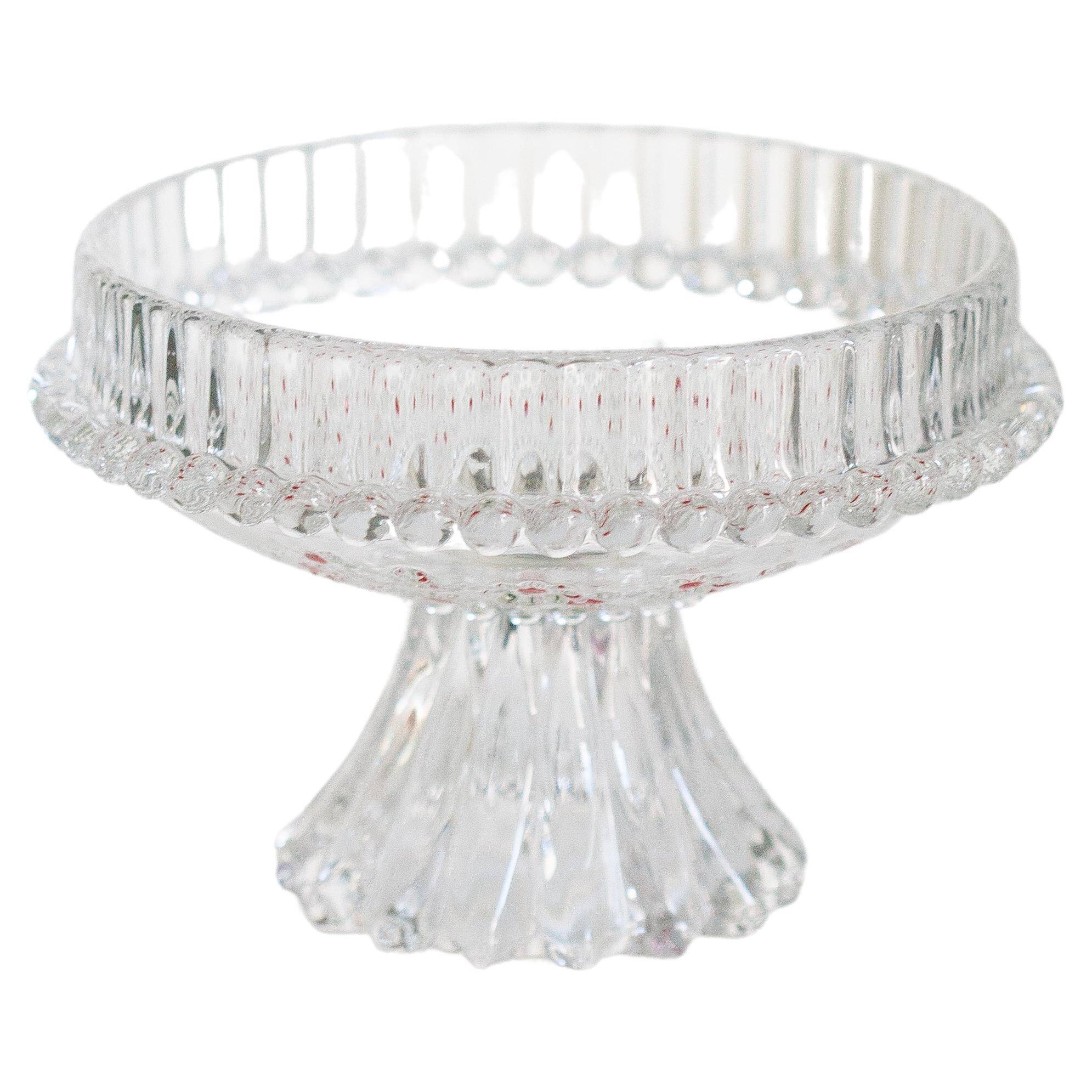 Vintage transparent crystal glass decorative plate, Italy, 1960s.