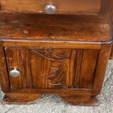 Art Deco bedside table in oak and marble