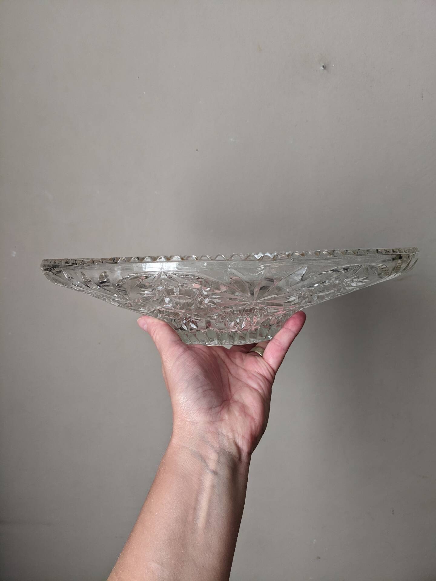 Cut glass fruit bowl