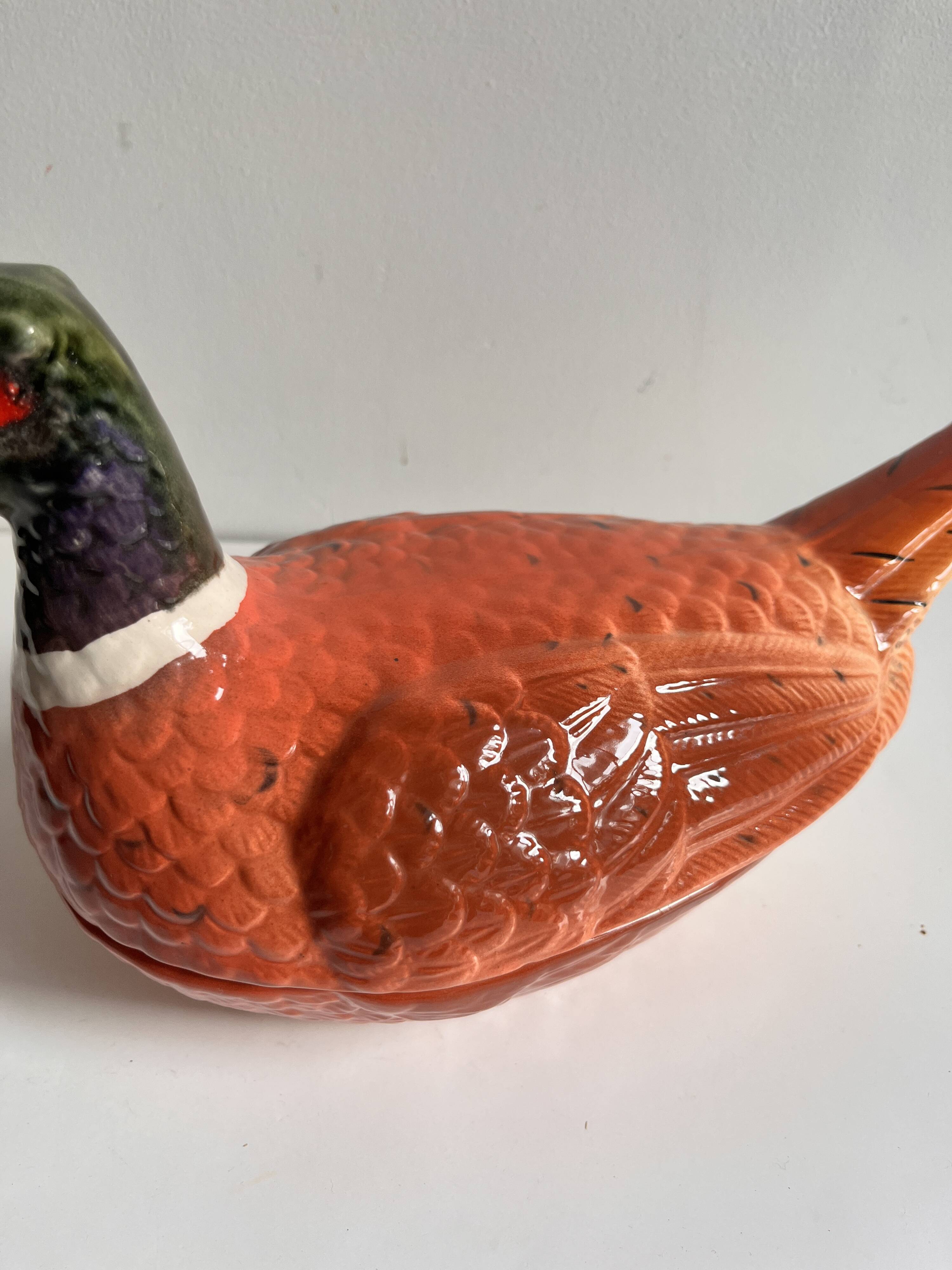 Pheasant ceramic box by Michel Caugant