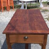 Country farm table 19th in cherry 2 drawers