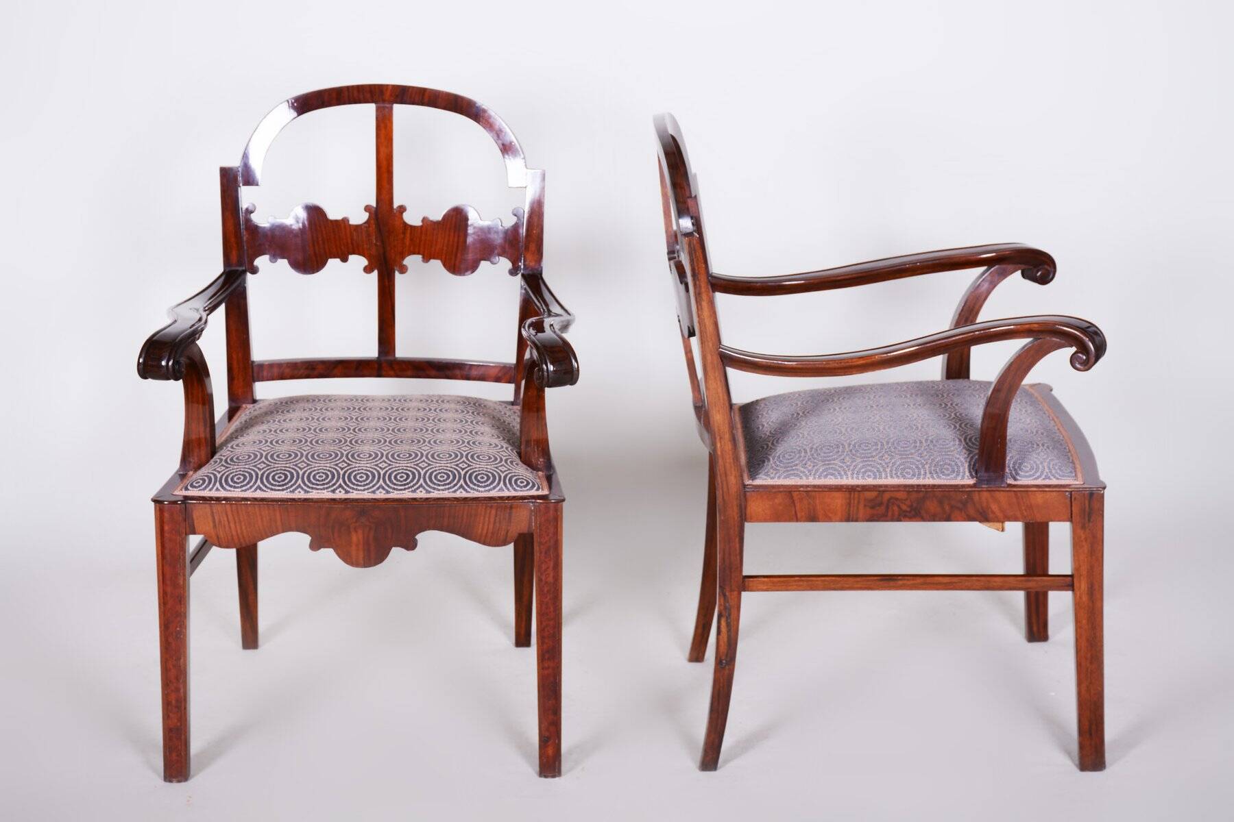 Art Deco Dinig Set in Caucasian Walnut, 1920s, Set of 7