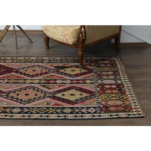 1970s Vintage Turkish Oushak Handmade Wool Cotton Pink Runner Rug 115x451