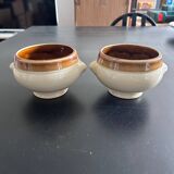 Pair of two-tone soup bowls