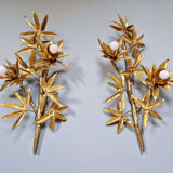 Large pair of brass wall sconces, Maison Jansen, 1960-70.