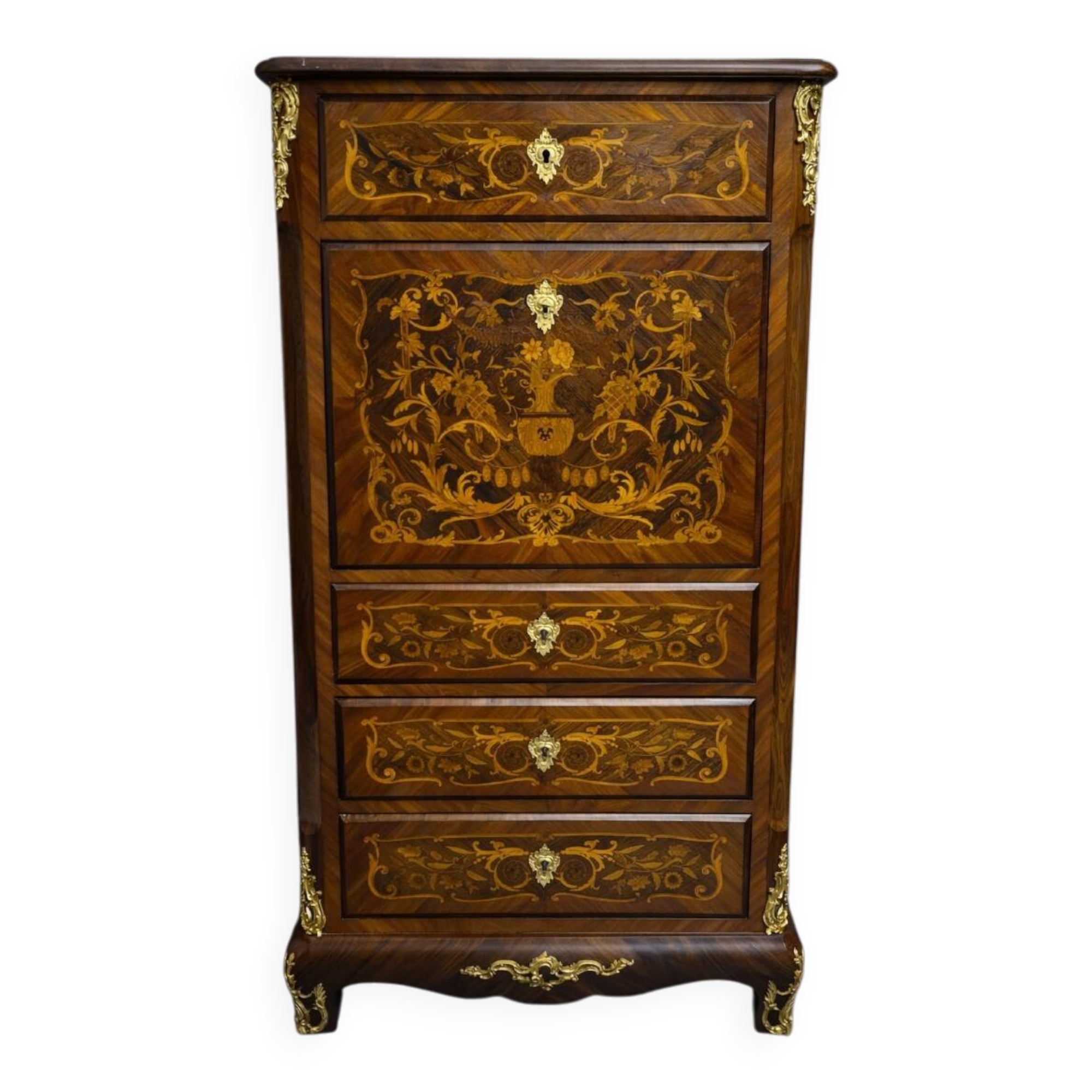 Secrétaire époque XIXeme / marqueterie de bois nobles – Style Louis XV