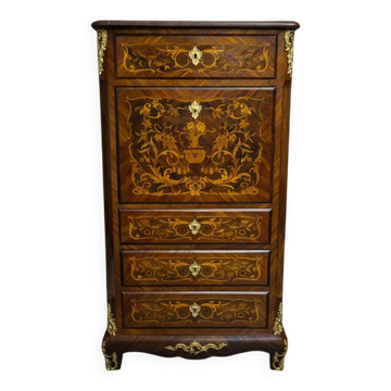 Secrétaire époque XIXeme / marqueterie de bois nobles – Style Louis XV