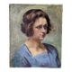 Oil on canvas portrait, vintage, bohemian countryside decoration.