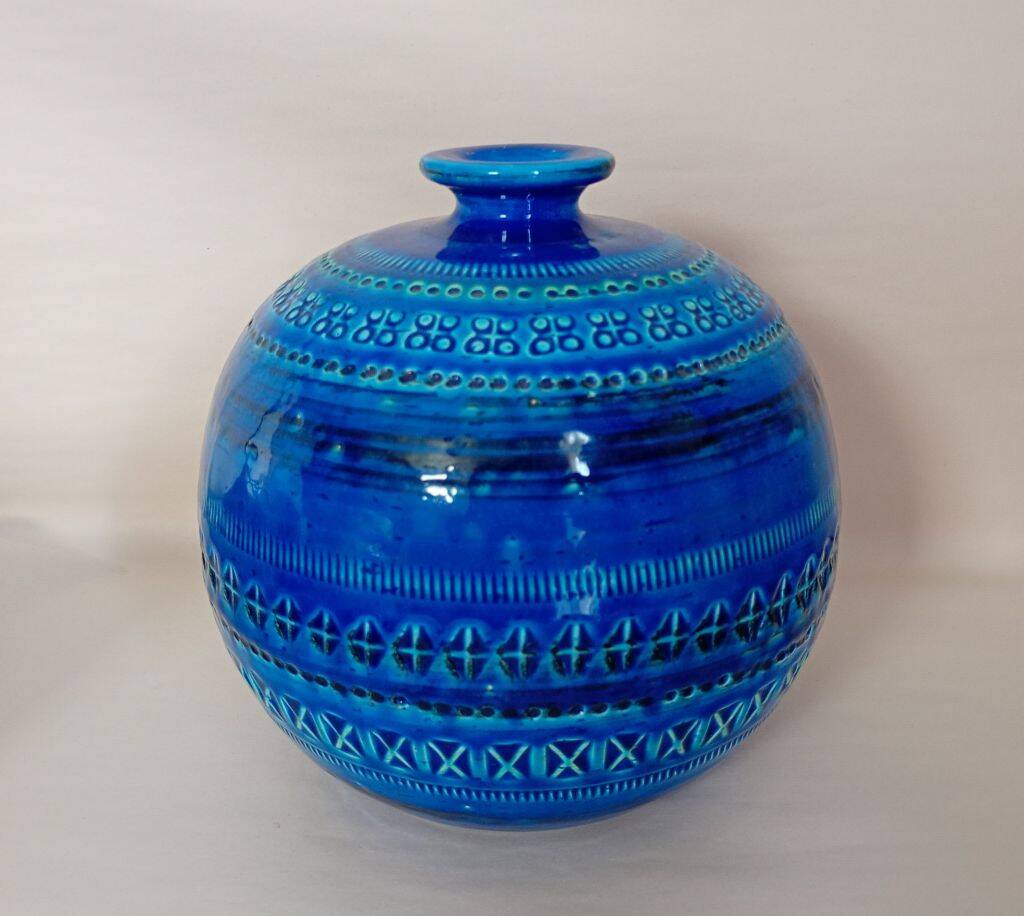 Bitossi "Rimini Blu" Ceramic Ball Vase by Aldo Londi