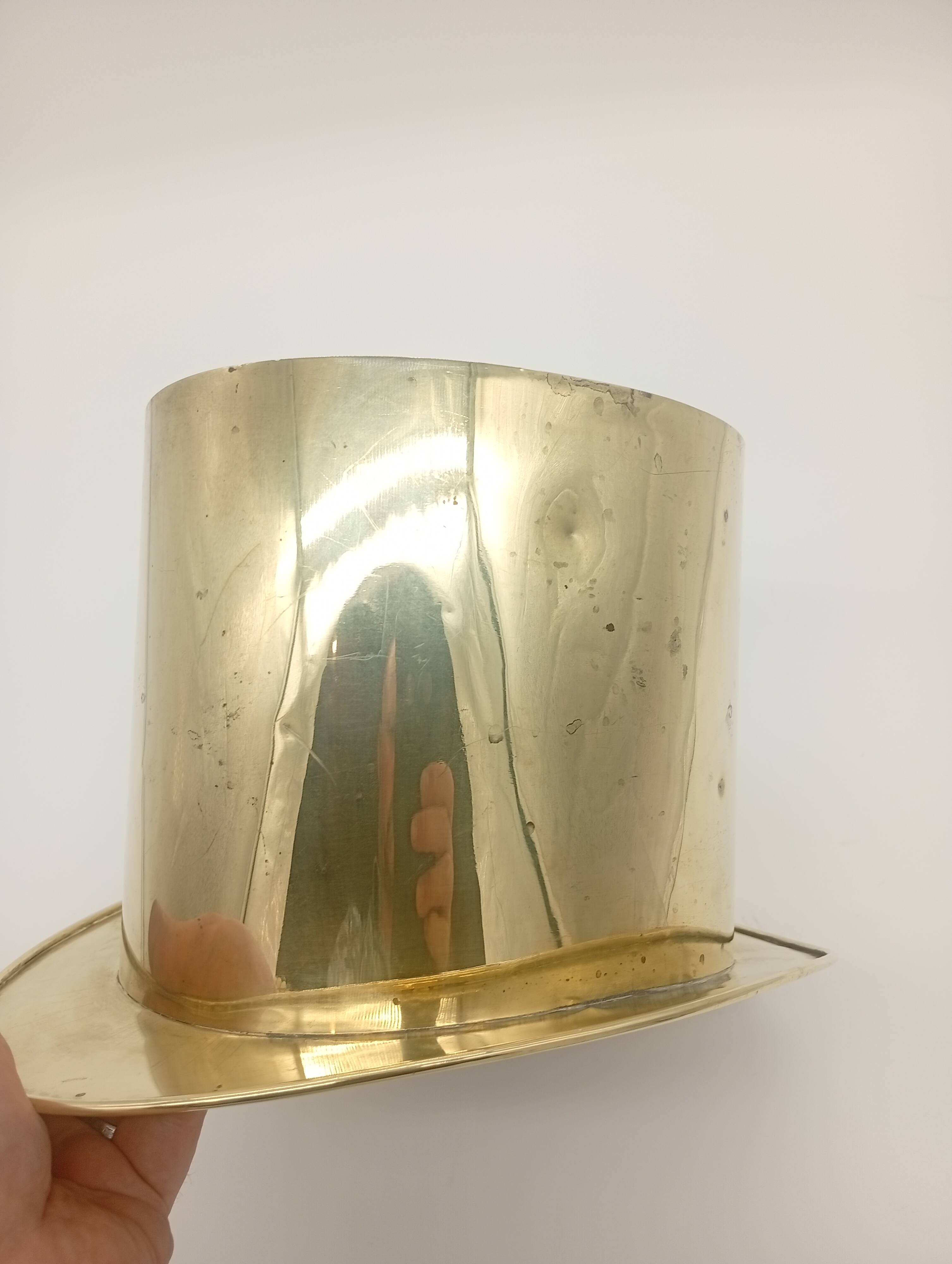 Ice Bucket Champagne Cooler Top Hat Vintage Brass