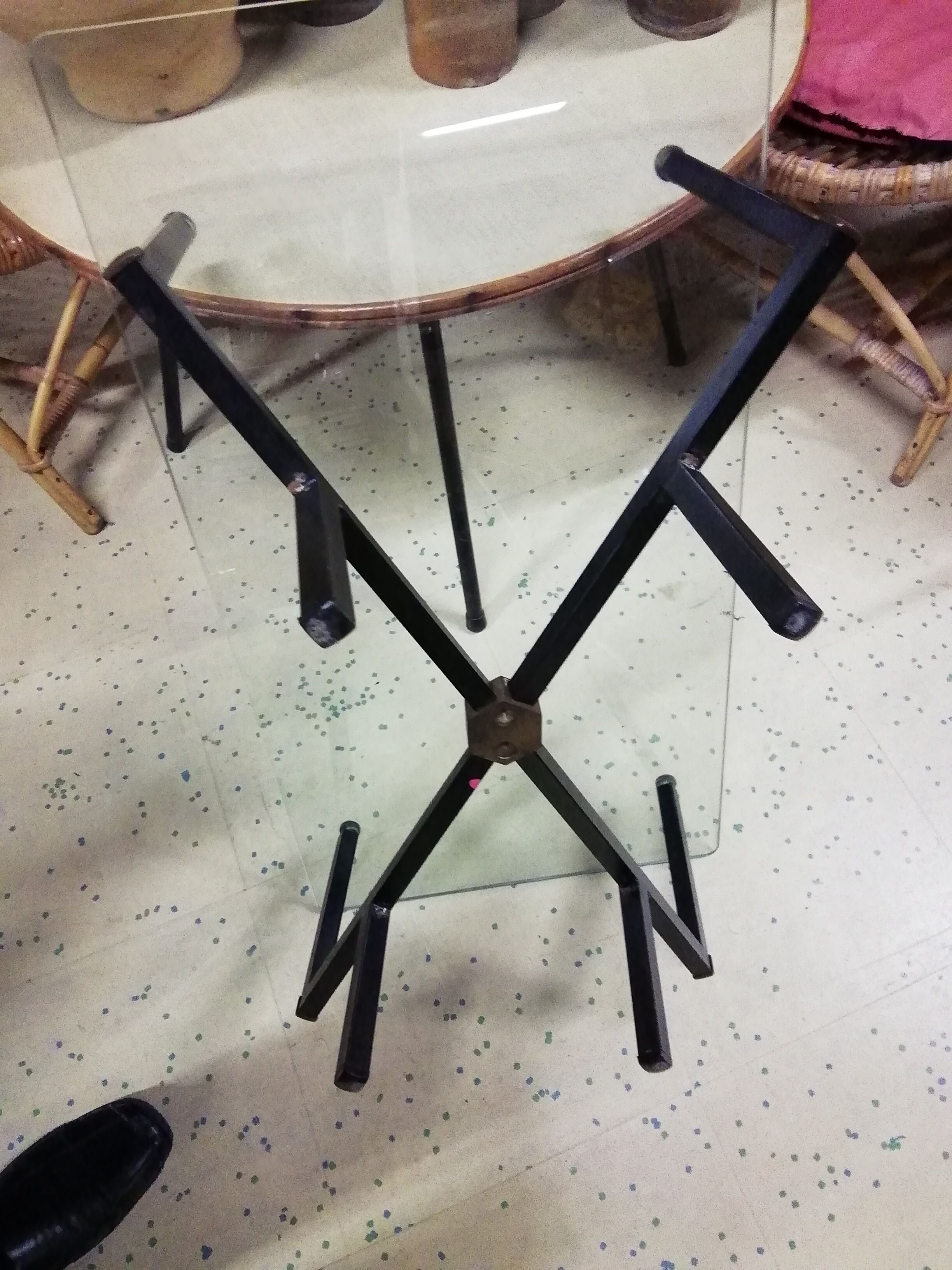 Coffee table with vintage iron base