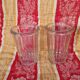 2 antique glass jam jars with ribs