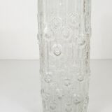 Large frosted glass floor vase in Op Art style by Peill & Putzler, Germany, mid-20th century, 1970s.