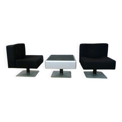 Chaises longues System 350 et table d'appoint par Herbert Hirche pour Mauser, 1974, ensemble de 3