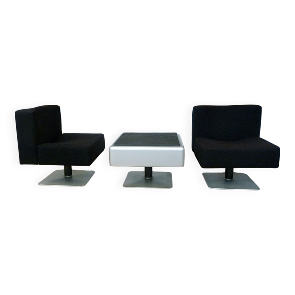 Chaises longues System 350 et table d'appoint par Herbert Hirche pour Mauser, 1974, ensemble de 3