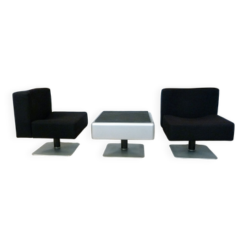 Chaises longues System 350 et table d'appoint par Herbert Hirche pour Mauser, 1974, ensemble de 3