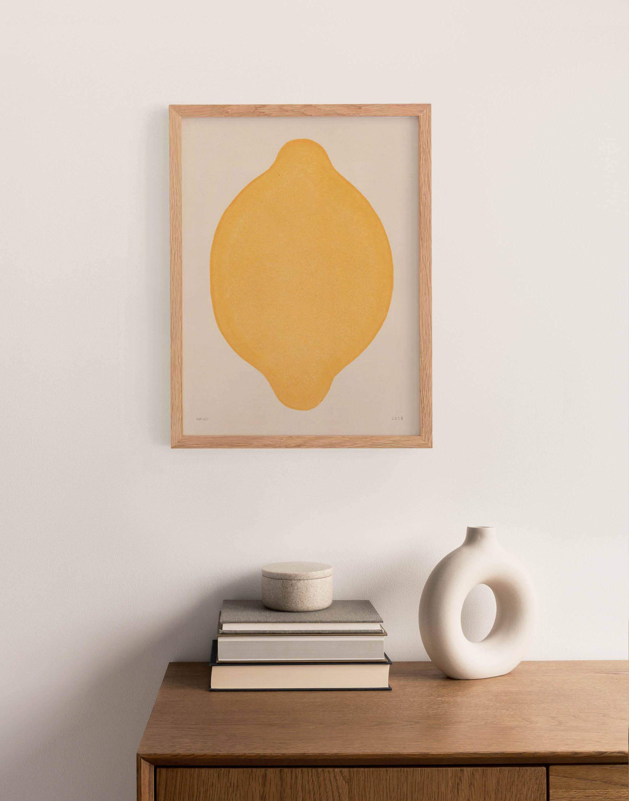 Contemporary painting on paper 30x40cm lemon signed eawy