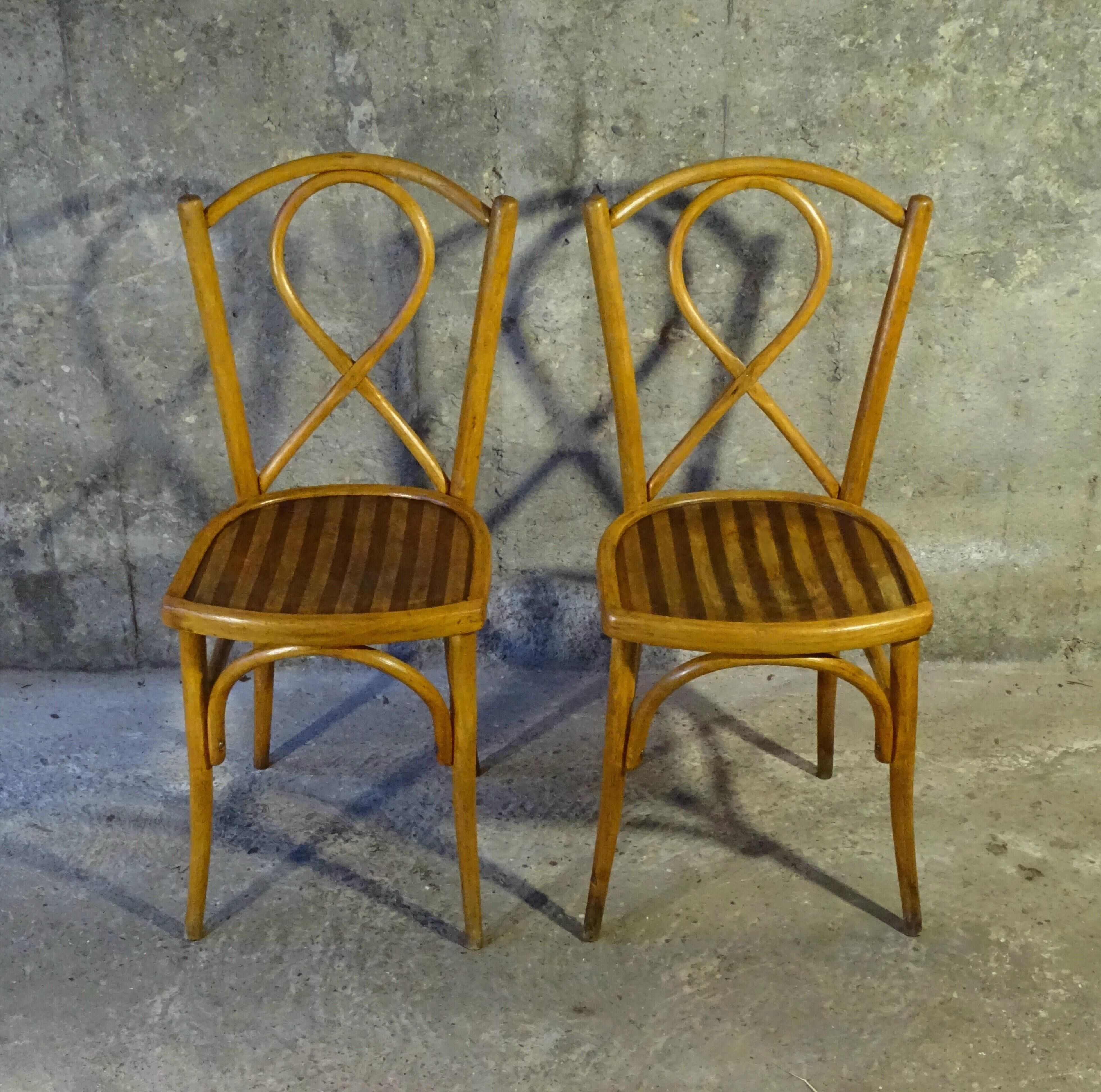 2 chaises gyf, bistrot assises bois, 1935
