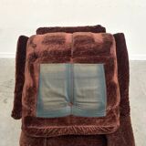 Set of mid-century lounge chairs in oak and teddy