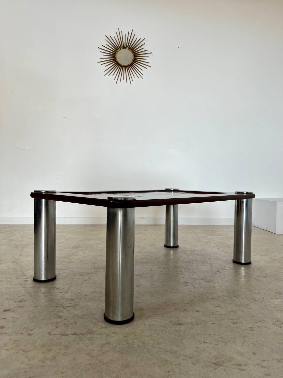 Old coffee table ceramic tile metal leg design from the 70s vintage