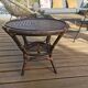 Round vintage coffee table in bombous and rattan