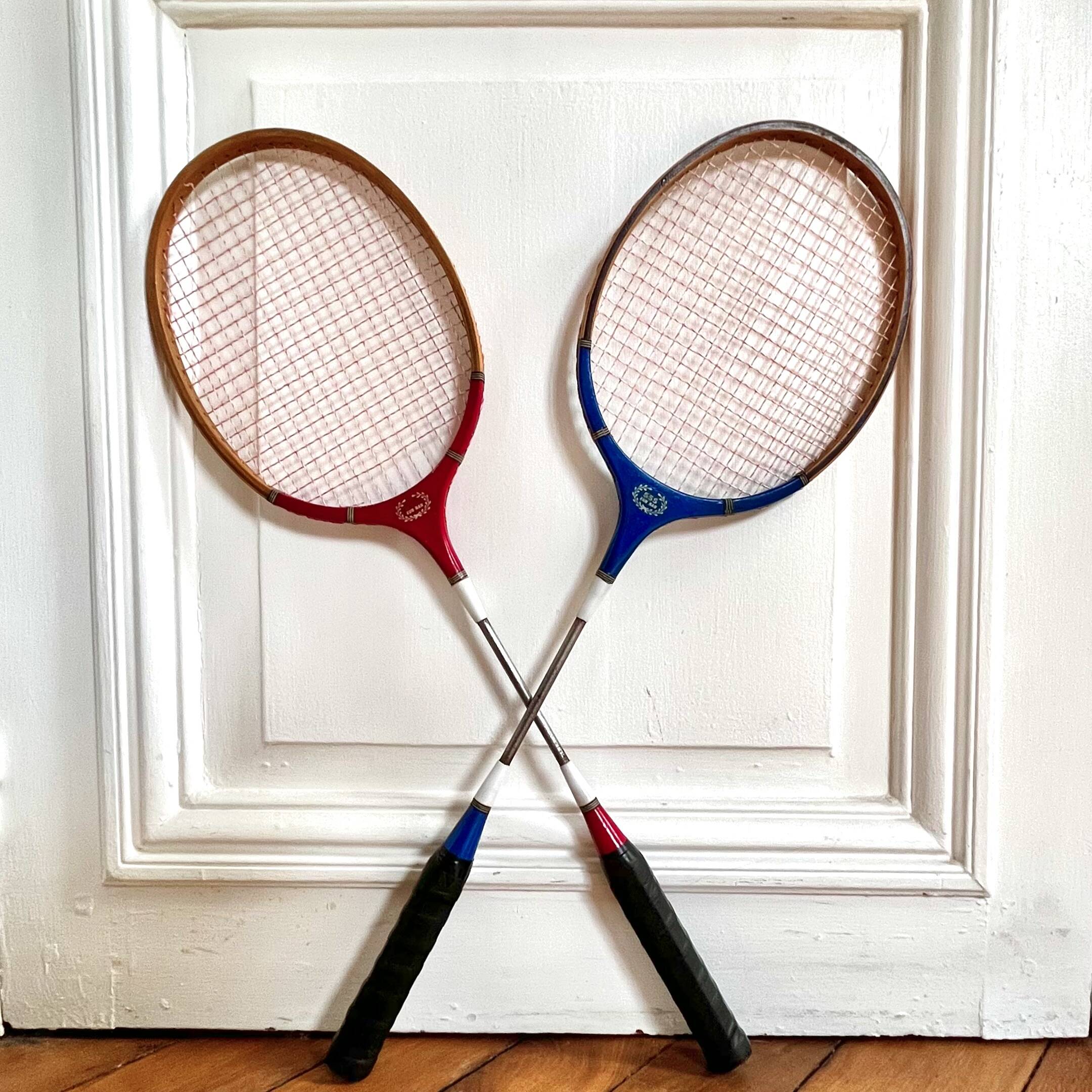 Vintage wooden badminton rackets