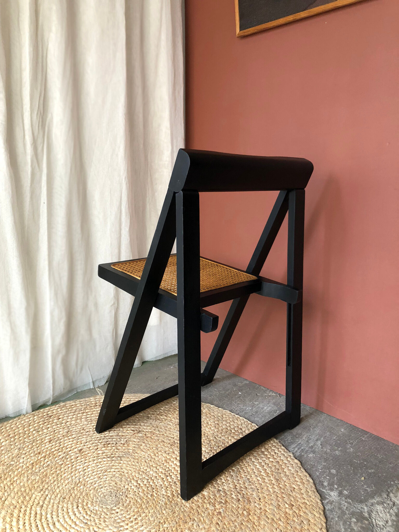 Set of 4 folding chairs caned