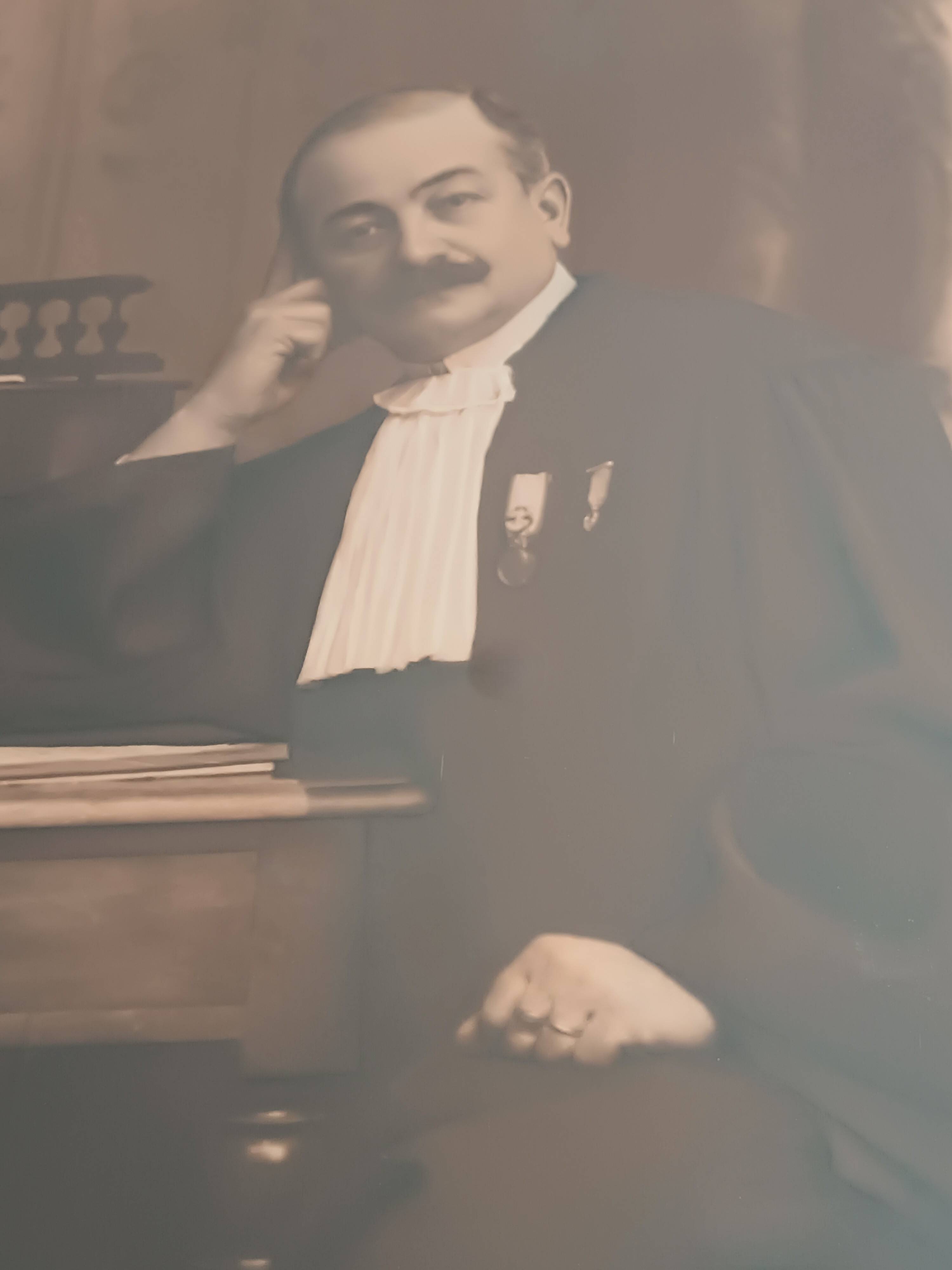 Large old photo portrait of a magistrate 1931