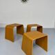 Set of 3 nesting coffee tables in thermoformed wood, 80s design