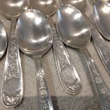 11 silver-plated soup spoons by Christofle Villeroy & Boch, striped