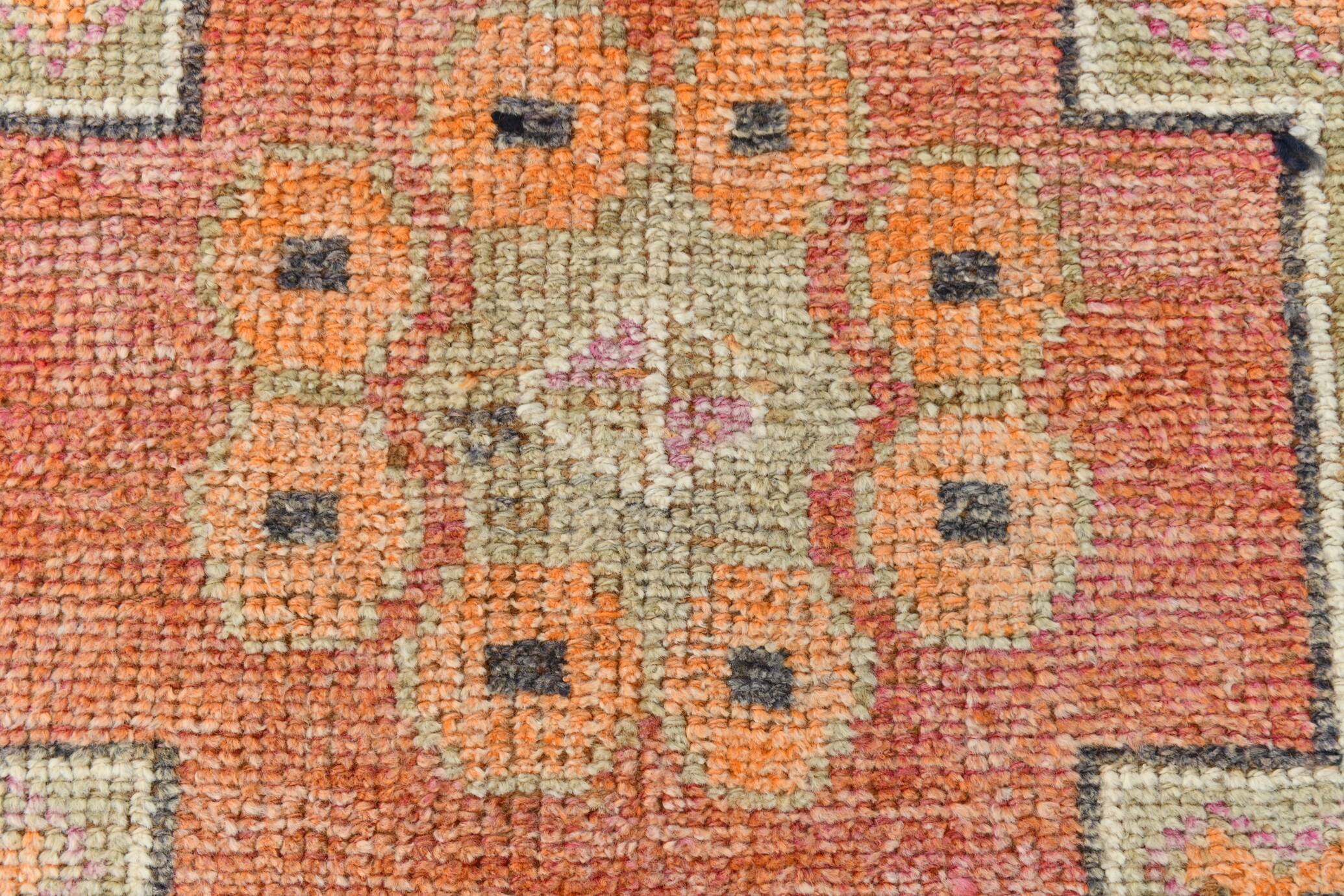 3x11 Turkish Navy Blue & Orange Vintage Runner Rug, 101x339Cm