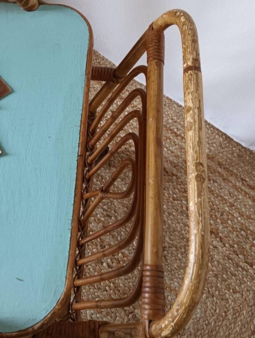 Vintage bamboo and rattan serving cart
