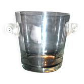 Seau à glaçon vintage en verre soufflé à anse escargot dépoli - Seau à glace rafraichissoir