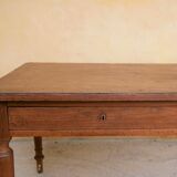 Vintage wooden and leather desk dining table