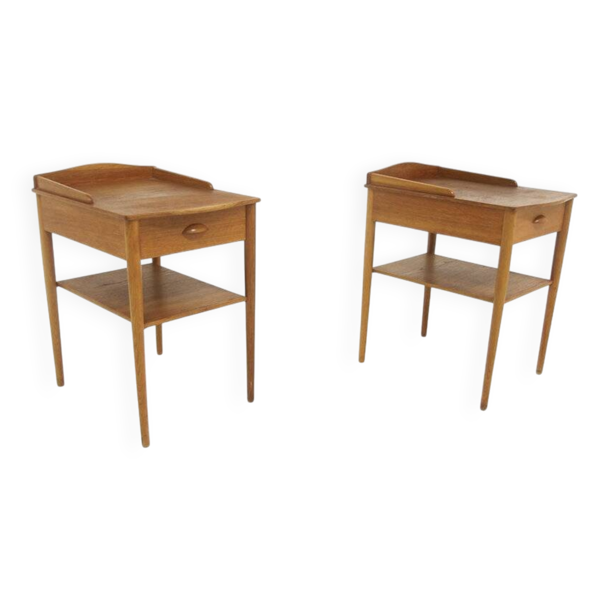 Set de 2 tables de chevet en chêne, Erik Andersson, Suède, 1960