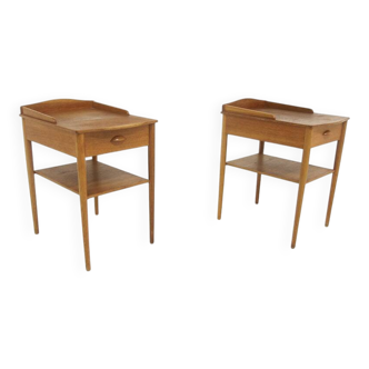 Set of 2 oak bedside tables, Erik Andersson, Sweden, 1960