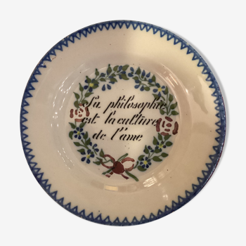 Plate earthenware Charolles Philosophy is the culture of the soul