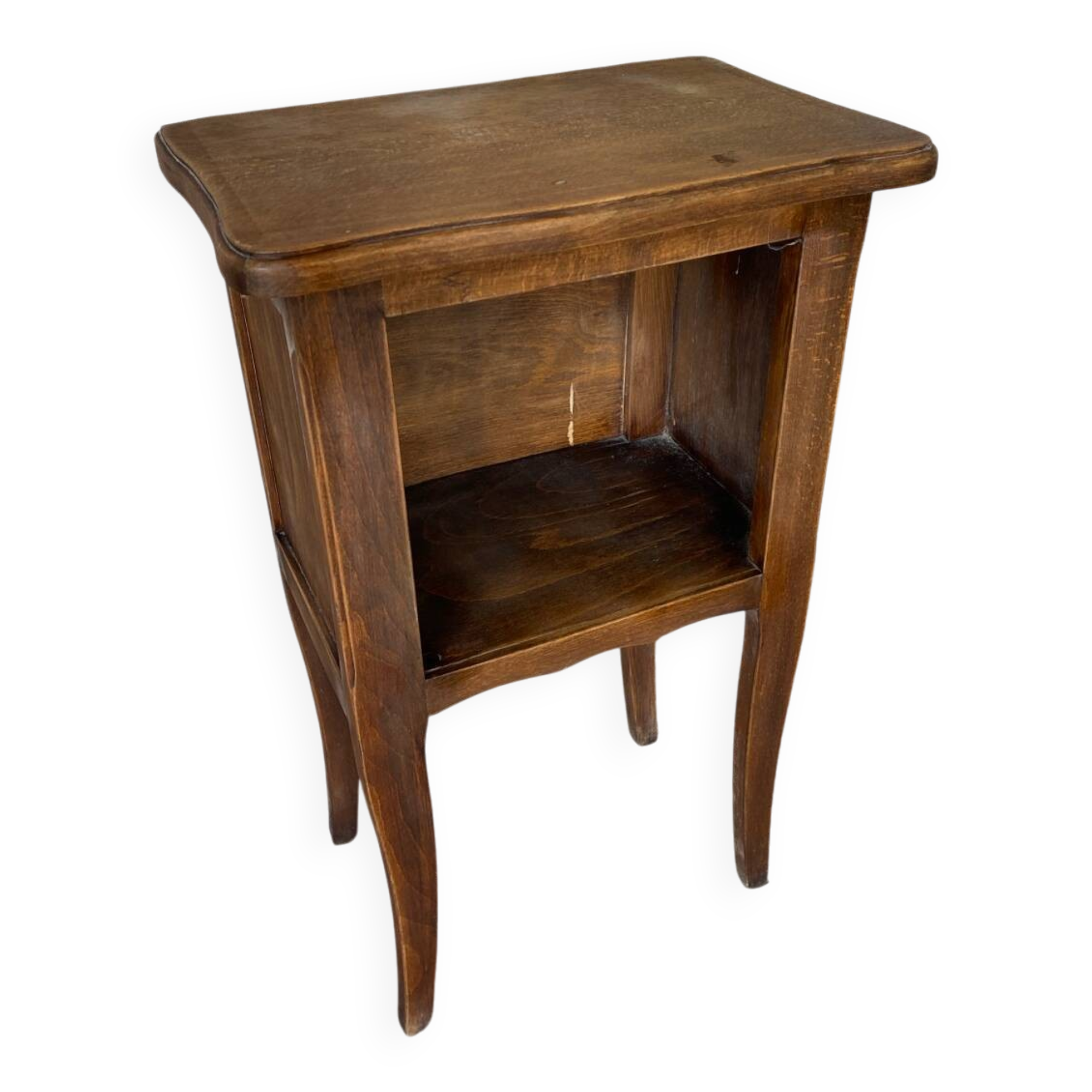 Antique Nightstand Table in Louis XV Style Wood with Vintage Drawer #D894