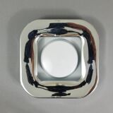 Square white ashtray Ico Parisi, chrome and melamine by Lamperti, Italy, 1970s.