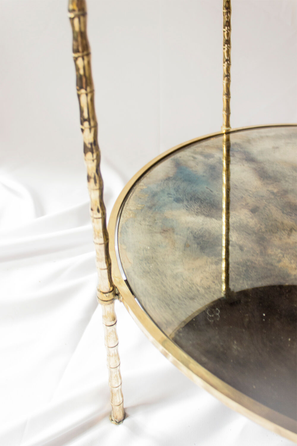 Side table, brass and smoked glass