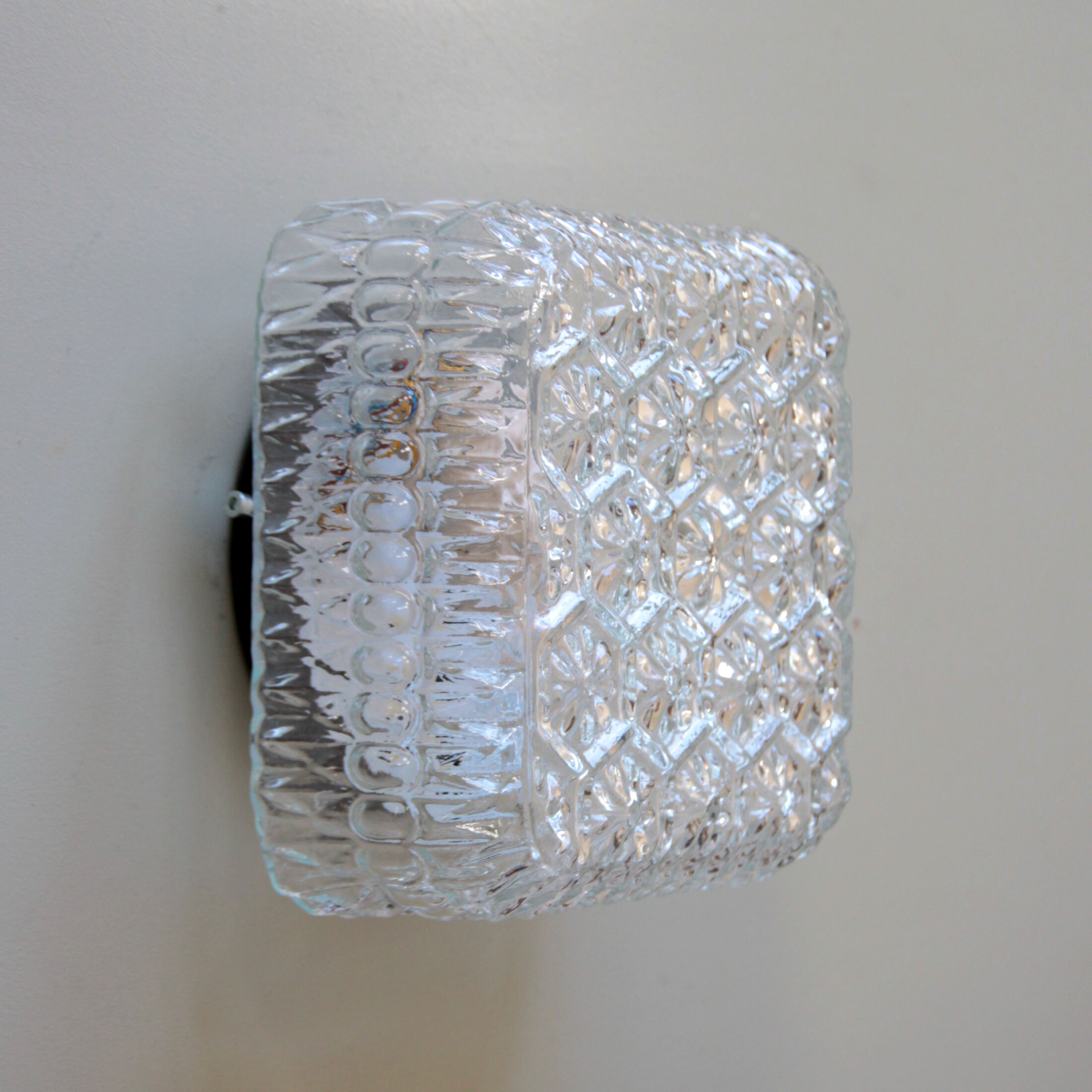Wall lamp square ceiling lamp in minimalist glass 1970 1980 seventies eighties luminaire